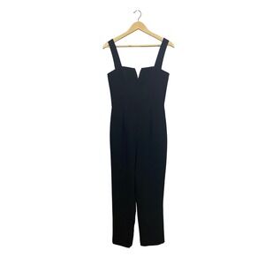 Amanda Uprichard Black Nia Straight Leg Jumpsuit SMALL Pleated Fitted Waist NWOT
